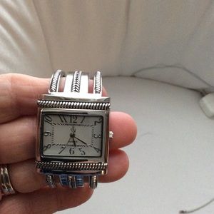 Silver cuff watch